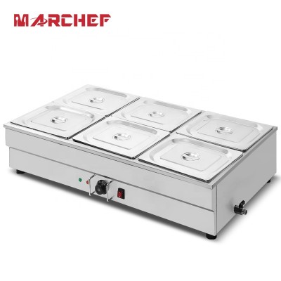 Hot sale six Pan Commercial Bain Marie Warmers with CE Certificate