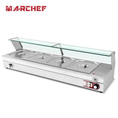 New design 4 Pans Commercial SS201 Electric Bain Marie for kitchen equipment