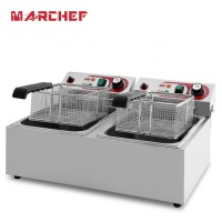 Best sale Stainless Steel doble 7L tank deep fryer with thermostat for catering equipment